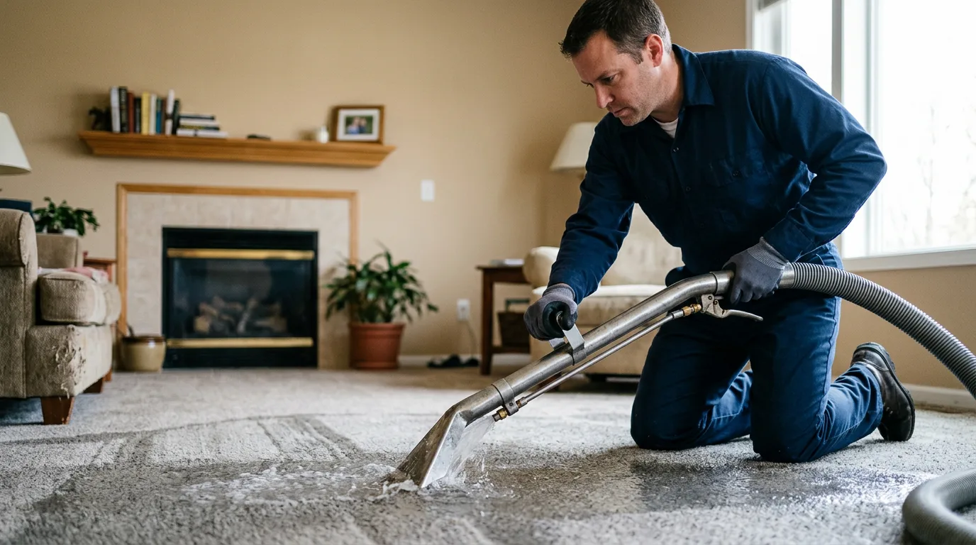 Water damage restoration technician working near South Bend, NE